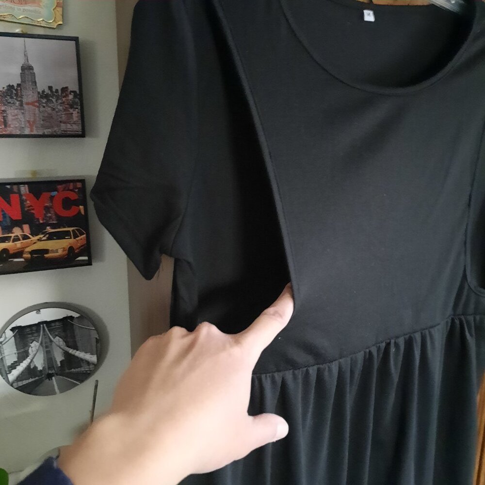 3 in 1 Delivery/Labor/Nursing/Maternity Nightgown Casual Dress NWT! - Black, M - Picture 4 of 16